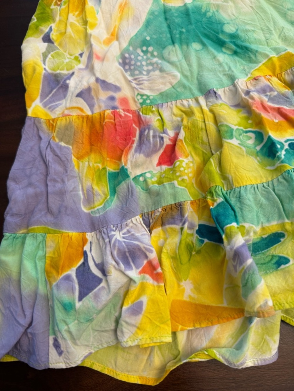 JAM’S WORLD Multicolor Floral Ruffle Hem Midi Dress Koi Pond Made Hawaii (104) - Picture 3 of 7